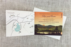 Fall Catskills Mountains at Sunset 2pg Livret Wedding Invitation with Envelopes