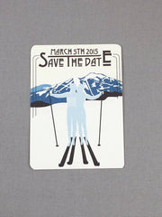 Jay Peak Resort with Skiers Save the Date Postcards