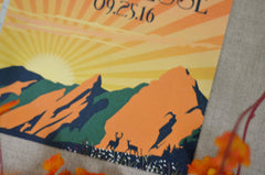 Flatirons Boulder Colorado 5x7 Wedding Invitation // Save The Date Postcard // Rustic Colorado Mountain Deer Landscape - BP1
