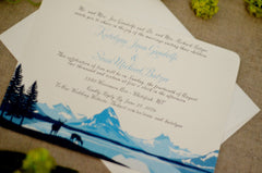 Glacier Valley Montana 5x7 Wedding Invitation // Montana Deer Landscape Event Invites with Envelope