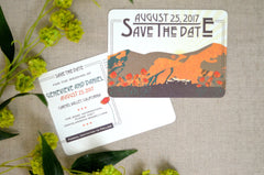 Figueroa Mountain Farmhouse Landscape with Wild Flowers // Craftsman Save The Date Postcard - BP1