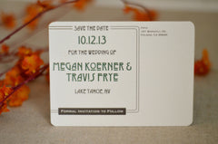 Figueroa Mountain Landscape with Bear // Craftsman Save The Date Postcard //Rust Orange and Green - BP1