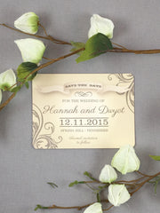 Romantic Vintage Wedding Save the Date Postcards - JA1