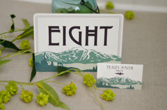 Craftsman Table Number 5x7 Flat // Wedding Sign Jay Peak Mountain Lanscape