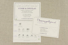 Lavender Herb Greenery Trifold Wedding Invitation with Tear off RSVP postcard with Envelope // Unique Wedding Invitation-KW1