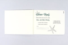 Beach Photo Starfish Wedding Invitation Booklet Livret with tear off RSVP postcard