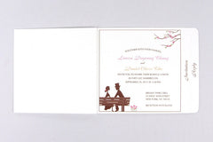 Peony Photo Wedding Invitation Booklet Livret with tear off RSVP postcard