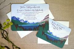 Glacier Valley Montana Wedding Invitation and RSVP // Montana landscape event invitations with Envelope // RSVP with Envelope