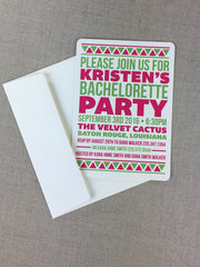 Bright Pink and Green Bachelorette 5x7 Party Invitation with A7 Envelopes / DIY Printable Bachelorette Party Invitation-JA1