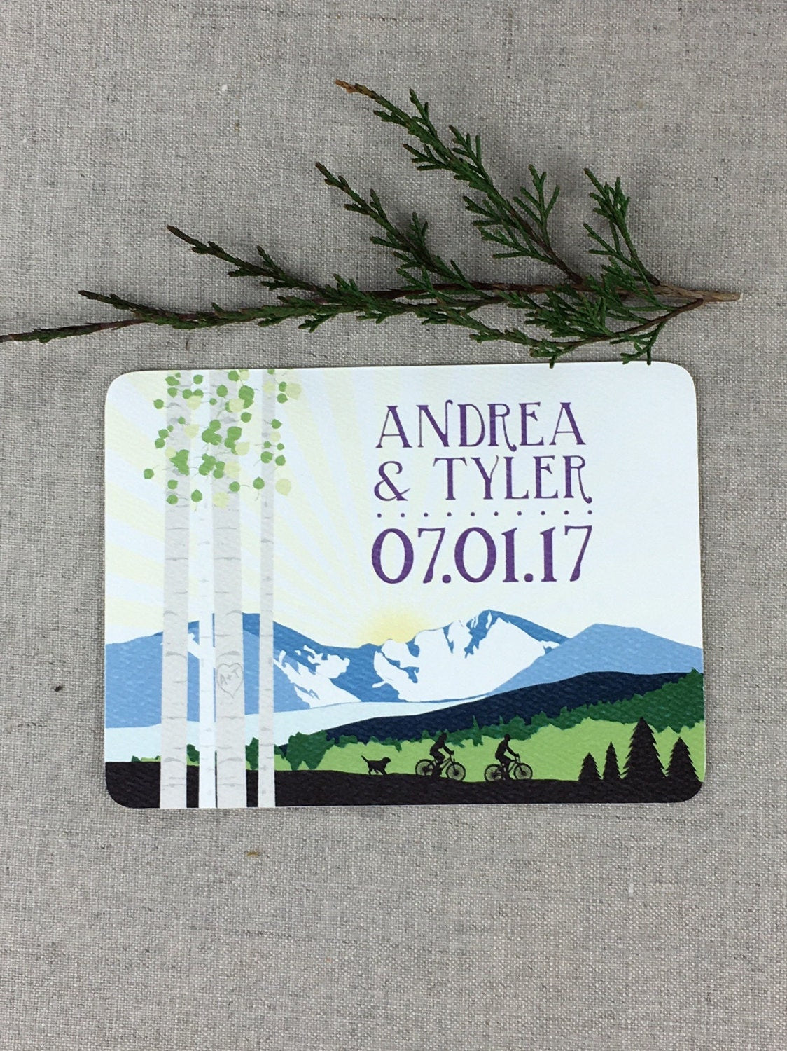 Longs Peak Save The Date Spring Mountain Colorado Wedding Postcard or Notecard