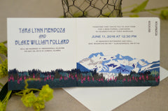 Herbert Glacier Juneau, Alaska Landscape Livret 3pg Wedding Invitation with RSVP Postcard and Menu // Mountain Landscape Invite // BP1