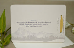 Craftsman Leavenworth Winter Mountains Wedding Livret 3pg Booklet Invitation with Envelope and RSVP Postcard // Mountain Landscape // BP1