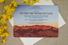 Sandia Mountains New Mexico Landscape with Red Rock Sunset // Craftsman 5x7 Wedding Invitation with Envelope and RSVP Postcard