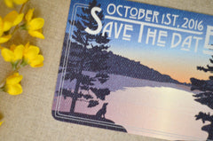 Mississippi River Save The Date Postcard-Craftsman Rustic Wedding-Sunset River Valley Landscape
