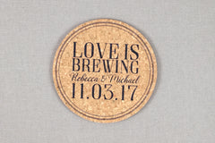 Love is Brewing Cork Coaster Save the Dates and A7 Envelope // Brewery Wedding Save the Dates