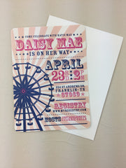 Carnival Baby Shower Invitation with Blank Envelope // Ferris Wheel Girl Baby Shower Invitation //DIY // Printable // Template