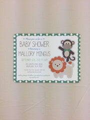 Monkey and Lion Polka Dot Shower Invitation with blank envelope // Baby Shower Invitation //DIY // Printable // Template
