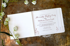 Rustic Blush Pink Flower Livret Wedding Invitation // Unique Multipage Invitation