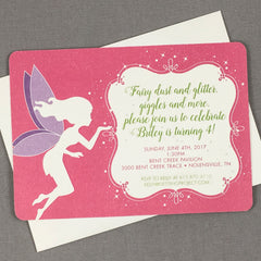 Little Fairy with Pixie Dust Fourth Birthday Party Invitation with Envelopes or DIY Printable Fairy Birthday Invite