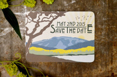 Carmel Valley California Craftsman Wedding Save the Date Postcard with poppies- BP1