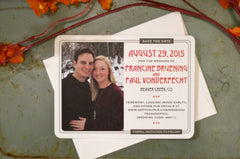 Colorado Mountain Lake with deer and buck Save The Date Notecard with engagement photo