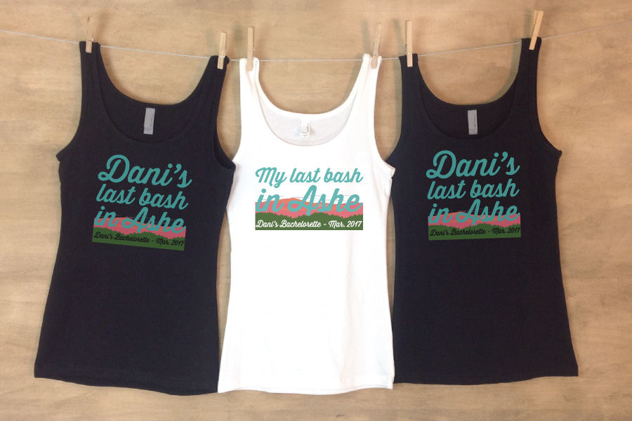 Last Bash in Ashe Bachelorette Shirts Personalized with location and date // Asheville Bachelorette - Sets