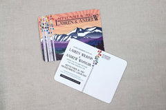 Colorful Fall Colorado Mountains at Sunset with Aspens Save the Date Postcard