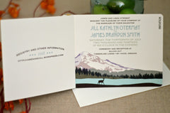 Mt. Hood Oregon Purple Sunset Landscape // 2pg Unique Rustic Livret Wedding Invitation Booklet Style
