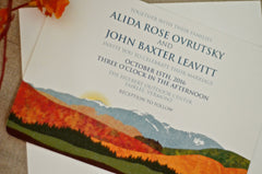 Fall Mt Washington Landscape with Sunrise // 5x7 Wedding Invitation with Envelope // BP1