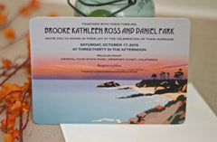 Newport Beach Sunset with Poppies // 5x7 Wedding Invitation with Envelope and RSVP Reply Postcard // BP1