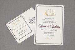 Elegant Gold Monogram with Greenery Framed 5x7 Rehearsal Dinner Invitation with RSVP Postcard
