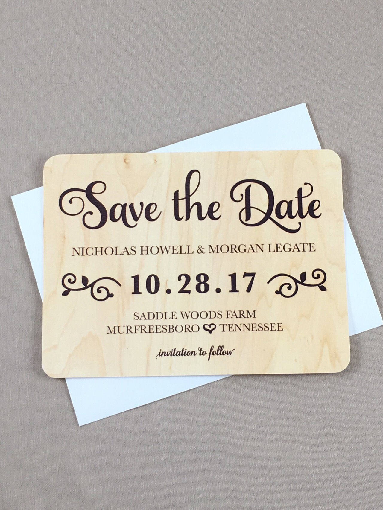 Rustic Faux Wood Save the Date - Rustic notecards Save the Dates with A2 envelopes - JA1