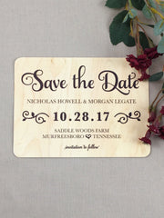 Rustic Faux Wood Save the Date - Rustic notecards Save the Dates with A2 envelopes - JA1