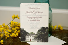 Travelers Rest Nashville Tennessee 5x7 Wedding Ceremony Invitation with Enveleope // Illustrated Landscape // BP1