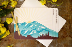 Denali Alaskan Mountains (Turquoise & Brown) with Bear Sunrise 5x7 3pg Livret Booklet / A7 Envelopes - BP1