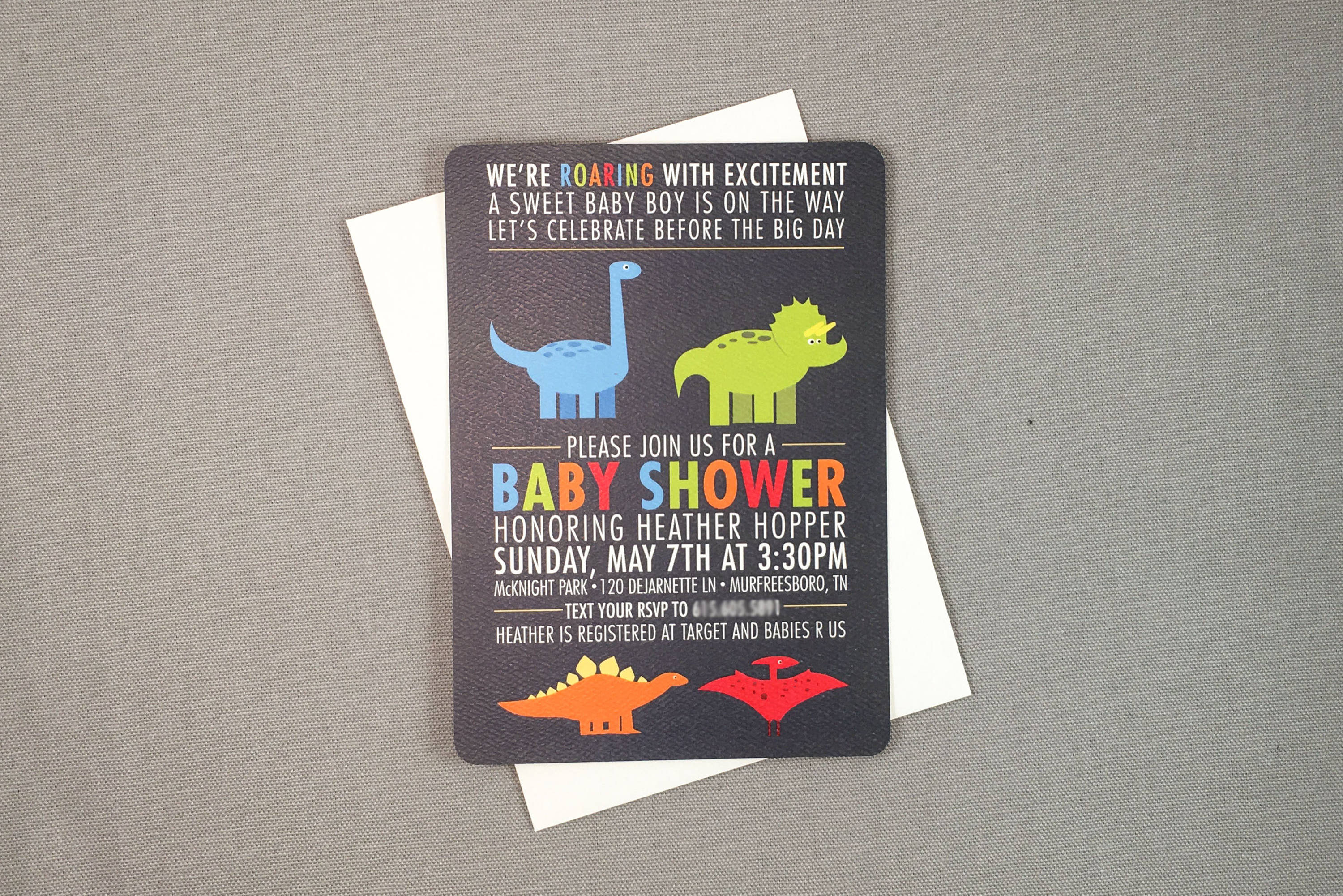 Dinosaur Themed Baby Shower Invitation // Roaring with Excitement Baby Shower Invite // DIY // Printable // Template