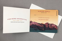 Vedauwoo Wyoming Rock Formations at Sunset 2pg Booklet Wedding Invitation Livret with Tear off RSVP Postcard