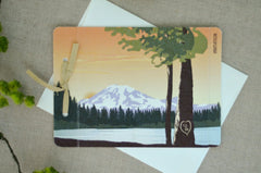 Mount Rainier National Park Washington Mountain with Sunset 2pg Livret Booklet Wedding Invitation with Envelope - BP1