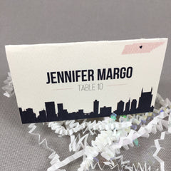 Nashville Tennessee Skyline with Navy and Blush Pink - Escort/Seating Cards/Tented cards- JA1