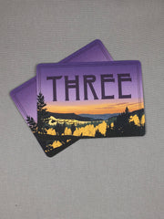 Grand Mesa Colorado at Sunset with Purple and Gold 2-sided Table Number - JA1