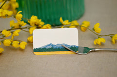Spring Rocky Mountain Escort Cards // Tented Seating Cards // Colorado Mountain Landscape Green and Yellow Escort Cards - BP1