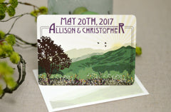 Topa Topa Mountains Craftsman // Save The Date Notecard with Personalized Envelope // Sunset Mountain Landscape // BP1