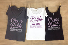 Bachelorette Wine Shirt-Cheers to the Bride and Bride To Be Script - Wine Bachelorette Party Toast to the Bride Bachelorette Shirts