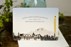 Mt. Hood Timberline Lodge Vintage Travel Landscape // Wedding Invitation Livret 2pg Booklet with Envelope