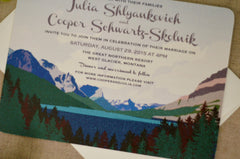 Glacier Valley Montana 5x7 Wedding Invitation // Montana Landscape Event Invites with Envelope - BP1