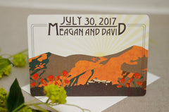Figueroa Mountain Farmhouse Landscape with Wild Flowers // Craftsman 5x7 Wedding Invitation with Envelope
