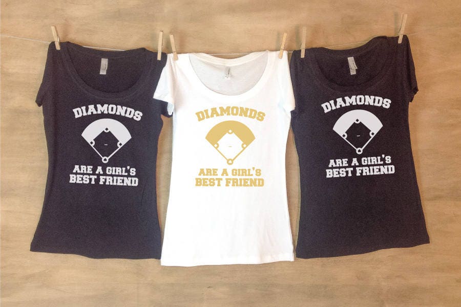 Diamonds Are a Girl&#39;s Best Friend - Baseball Bachelorette Party Shirts or Tanks // Single or Set