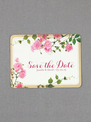 Rose Save the Date - Pink Flower Save the Date Notcards with A2 envelopes