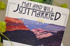 Grand Canyon National Park Wedding Announcement Craftsman // Just Married // Sunset Landscape
