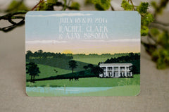 Kentucky Plantation Rolling Hills Wedding Save the Dates Postcard // Plantation Landscape